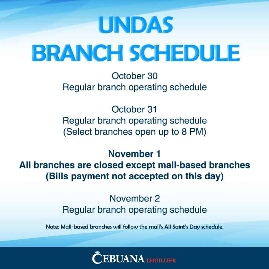 Branch Schedule: Undas 2016