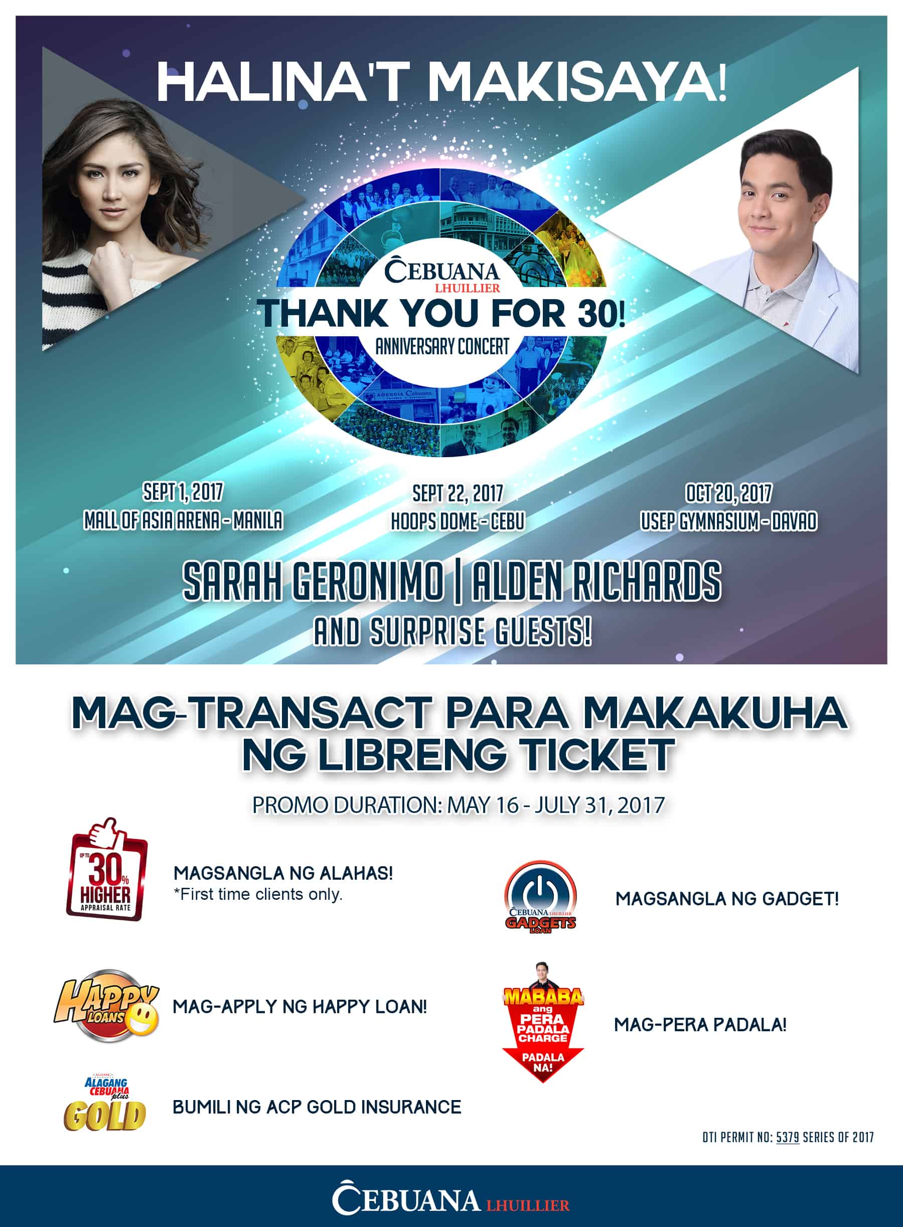 Get FREE TICKETS to Cebuana Lhuillier’s “Thank You for 30!” Anniversary Concert series!