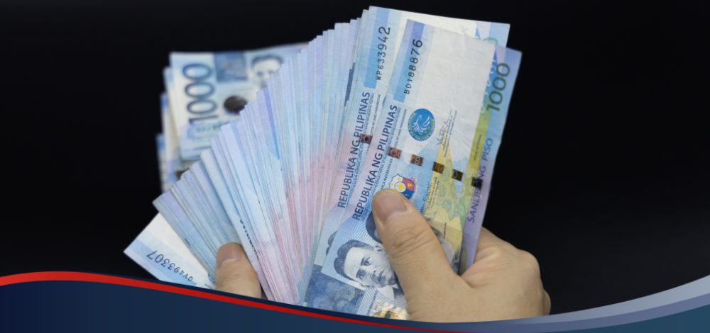 Photo of peso bills being counted to illustrate sending money to banks from a Cebuana Lhuillier branch