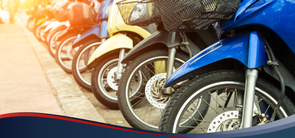 Photo of various motorcycles tires lined-up